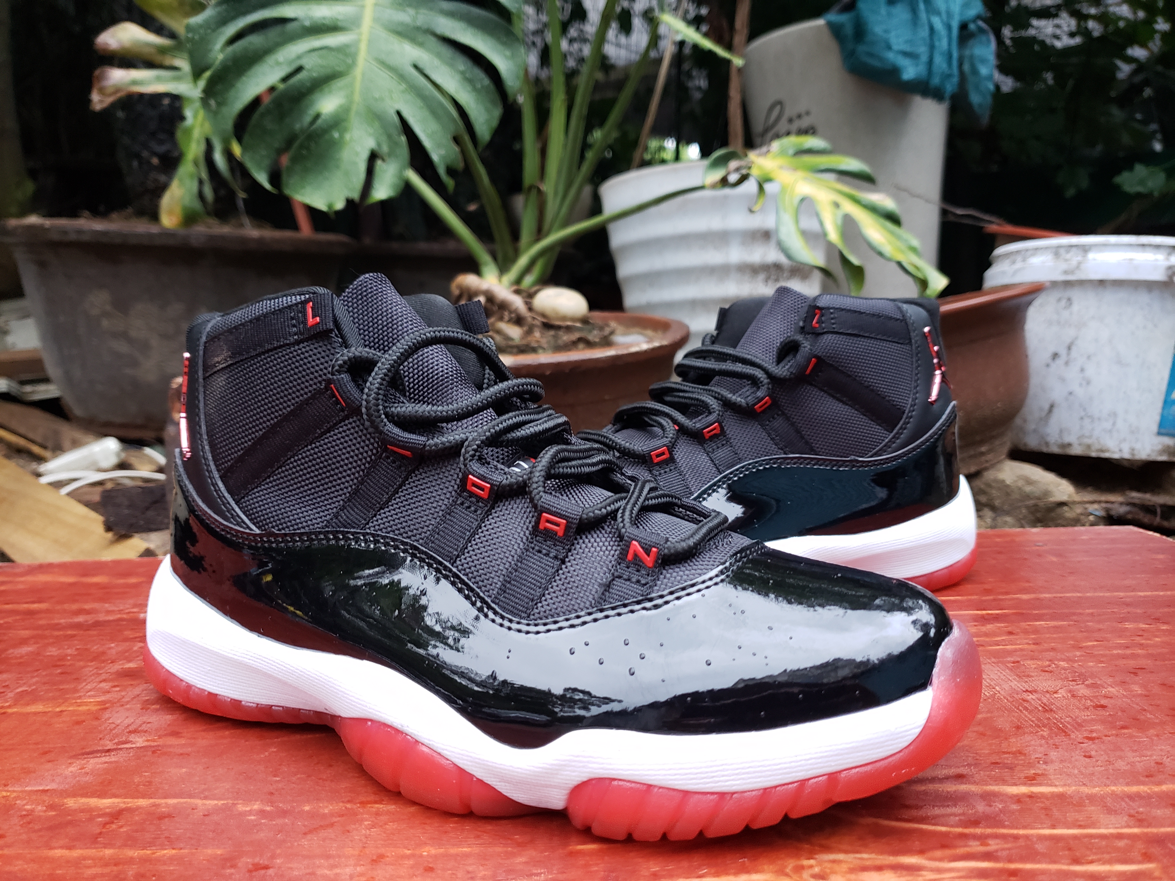 New Air Jordan 11 Black Red White Jumpman Logo Shoes